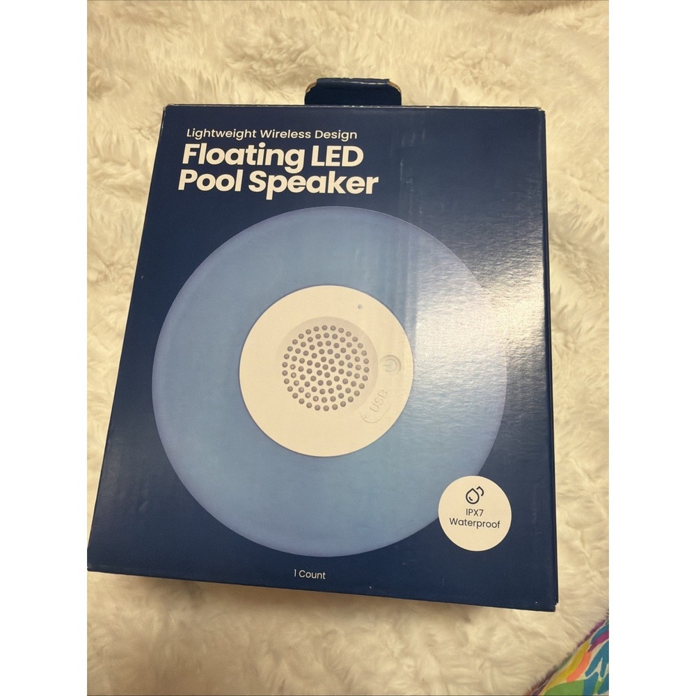 Floating LED Pool Speaker Wireless RGB Light IPX7 Waterproof Bluetooth NEW